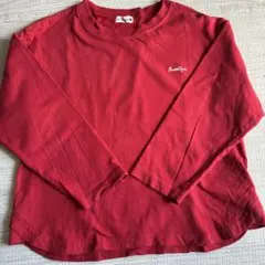 赤色 Brooklyn刺繍 長袖カットソー 130