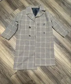 GRL チェックダブルボタンチェスターコート