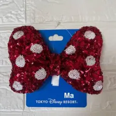 ディズニー ミニー ヘアゴム ヘアポニー リボン スパンコール レッド 赤