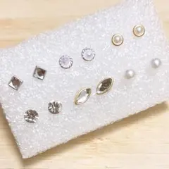 【W81】樹脂ピアス6ペア☆小さめホワイトカラーセット
