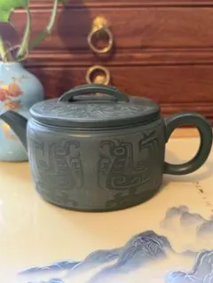 緑泥の仿古の紫砂茶壼 ★急须★ 茶器ティーポット／箱付き