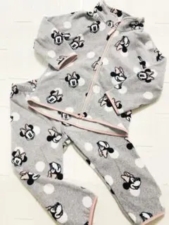 新品未使用＊ミニーちゃん総柄フリース上下セット85cmセットアップ