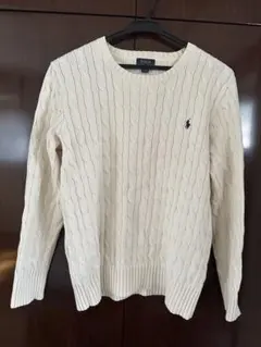 値下　ポロラルフローレン アイボリー ケーブルニットセーター コットン M