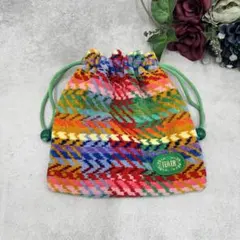 FEILER フェイラー　巾着ポーチ　マルチカラー　幾何学模様