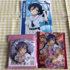 園田海未 キャットツインテール 缶バッジ カード 特典 ブロマイド ラブライブ