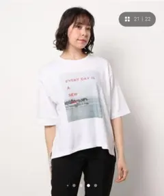 【未使用に近い】サマンサモスモスリズム　リサイクル天竺プリントTシャツ　ホワイトのサムネイル