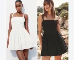 新品　タグ付き‼️ZARA ザラ　フレアスカートワンピースS ブラック