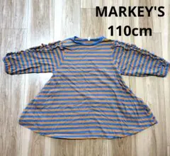 MARKEY’S HOGAN 110cm ボーダー長袖ワンピース ギャザー袖