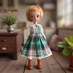 ＊花うさぎ＊マドラスチェックのワンピース imda3.0