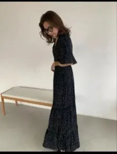 ♦︎Li Lou（リル）♦︎黒白水玉マキシドレス