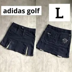アディダス ゴルフ プリーツ スカート L スコート ネイビー 白 ストレッチ