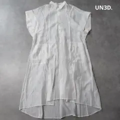 UN3D. / シアー シャツ オーバーサイズ ロング ワンピース トップス 白