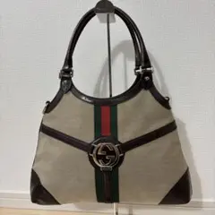 グッチ GUCCI インターロッキング シェリーライン ハンドバッグ ベージュ