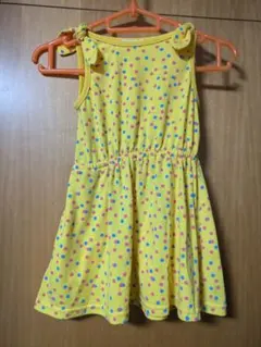 100cmearth music&ecology 肩リボンドット柄ワンピース