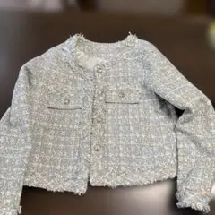 ライトブルー ツイードジャケット