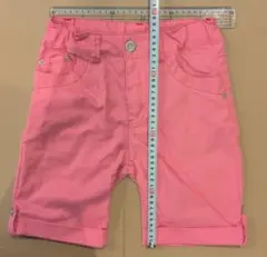 デニム風ハーフパンツ　140cm ピンク