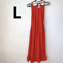 ✨美品✨ 赤 キャミ ワンピース Lサイズ レッド ドレス パーティ オシャレ