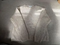 ユニクロ ベージュ リブ編み 長袖セーター