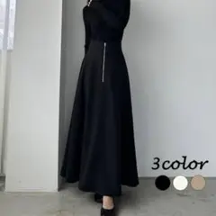 Louere フロントジップハイウエストフレアスカート