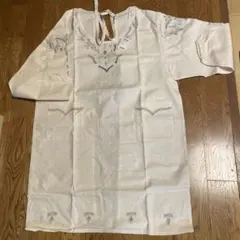 近沢レース　刺繍入り 割烹着 ホワイト綿麻　箱入り保管品のサムネイル