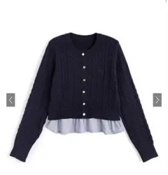 【2/13までの出品です】裾フリルケーブル編みニットトップス[fu285]