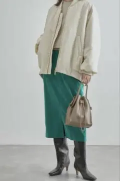 ROPE’ ロペ コーデュロイ タイトスカート グリーン ストレッチ 日本製