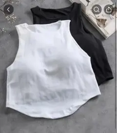 ノースリーブリブトップス2色セット