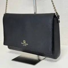 【美品】ケイトスペード ショルダーバッグ 黒 サフィアーノレザー チェーン