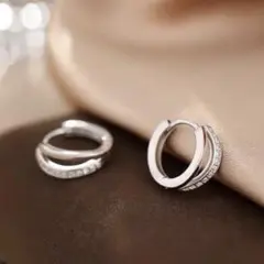 ワンタッチ フープピアス シンプル 大人かわいい キャッチレス シルバー