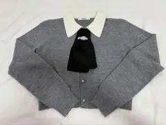 snidel タイ付きビジューカーディガン グレー