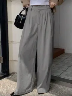 コーデュロイパンツ　ワイドパンツ　グレー