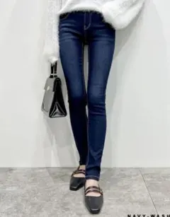 Re.EDIT ストレッチスキニーデニムパンツ NAVY WASH