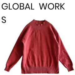 GLOBAL WORK リブネック 赤系ニット シンプル カジュアル 1743