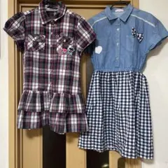子供用 半袖 チェック柄 ワンピース 160cm