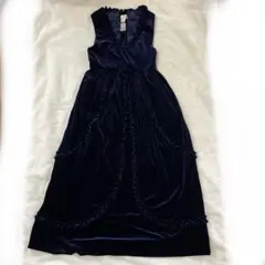 petit made ネイビー フリル　ドレス 子供用ドレス　ベルベット