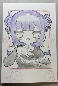 手描き イラスト 萌え絵 原画 黒髪ツインちゃん - メルカリ