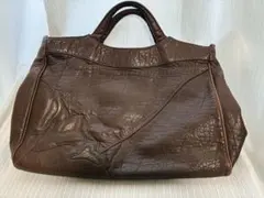 イビザIBIZA高級レザー大きめトートバッグショルダー付きブラウン茶