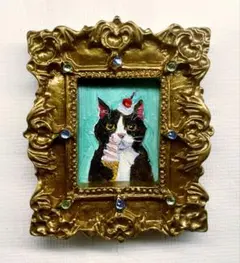 猫と文鳥』 油絵 ミニ絵画 原画 手描き 油彩画 猫 - メルカリ