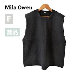 美品✨️ ミラオーウェン ニットベスト モヘア調 ウール混 F 黒 秋冬 上品