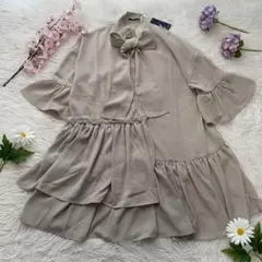 【タグ付き新品未使用】ボカニー　アシンメトリーフリルワンピース　ボウタイ