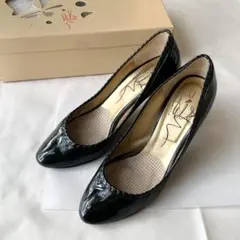 エナメルパンプス　牛革　黒　ブラック　日本製