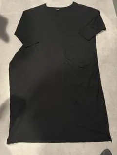 変形 ブラック カットソーワンピース 七分袖 ポケット付き サイズ40