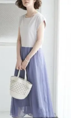 「美品」ロペピクニック　布帛コンビバイカラーワンピース