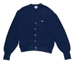80s IZOD LACOSTE アクリルカーディガン USA製 L ネイビー