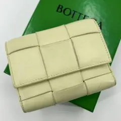 付属品付/美品✨ボッテガヴェネタ 三つ折り財布 カセット レザー トラバーチン