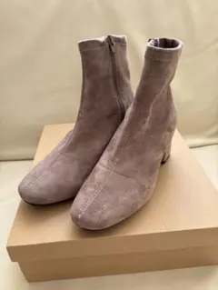 グレージュ スエード ジッパーブーツMサイズ