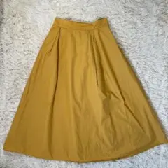 【自由区】フレアスカート(32/XS) マスタードウエストゴム華やか 稀少サイズのサムネイル