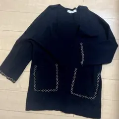 ZARA ニットカーディガン　ゴールド　ジャケット　黒　ブラック