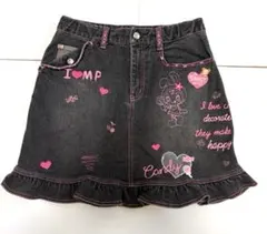 【mezzo piano】メゾピアノ デニムスカート（ブラック、グレー）140