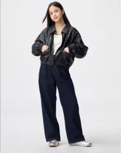 ❤️美品❤️GU GIRLSデニムツータックワイドパンツJR